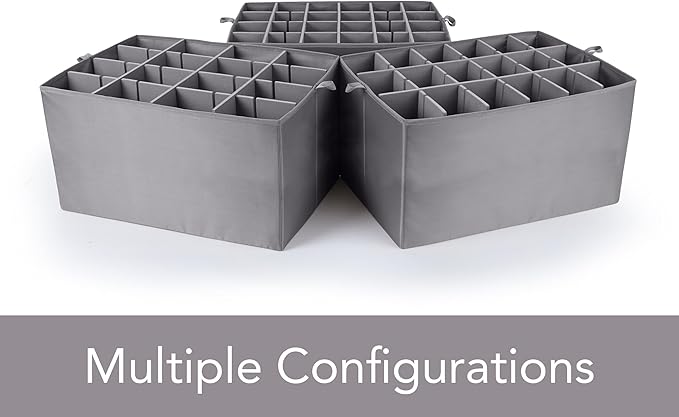 Covermates Keepsakes - Adjustable Zip-Top Storage Box - Configurable FlexGrid Compartments - Heavy Duty Polyester- Reinforced Handles - Stackable Design - Indoor Storage, Brown Heather