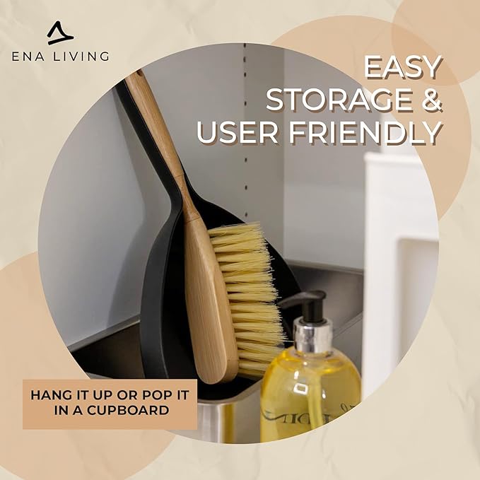 Bamboo Dust Pan & Brush Set, Portable Dustpan & Brush, Perfect For Household Cleaning, Sturdy & Effective Dust Pan, Bamboo Sweeping Brush - Standard