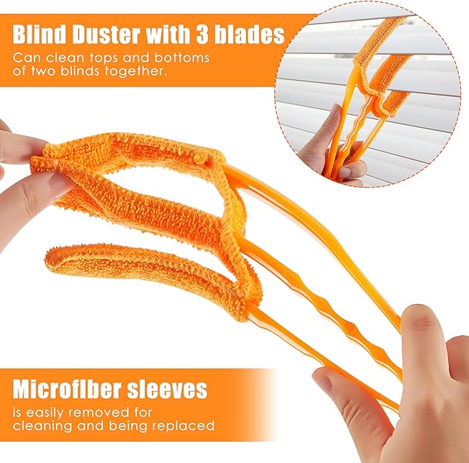 6 Pcs Window Venetian Blind Cleaner Duster Tool 2 Pcs 7 Fingers Dusting Cleaner Tool 2 Pcs Shutter Cleaner Brush and 2 Pairs Cleaning Gloves for Air Conditioner Keyboard Fan Dirt House Dust Cleaner