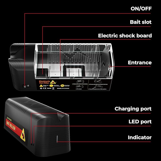 X-PEST Electronic Rat Trap – Big Size Electric Rodent Trap Zapper for Indoor Use, Reusable Rodent Trap, No Touch No See, Effective Mice & Rats Control