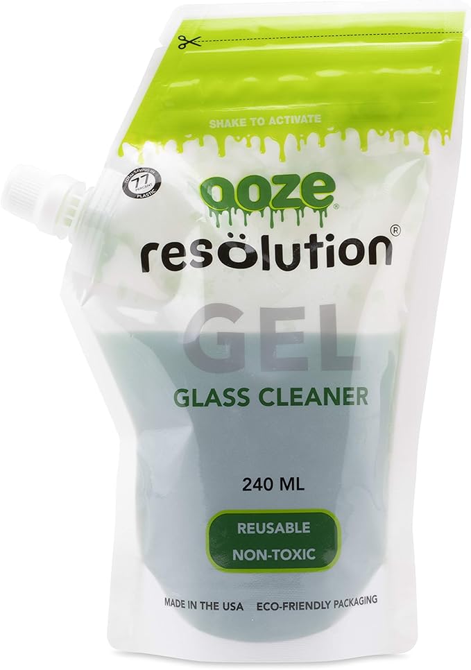 Ooze Resolution Gel Glass Cleaner (6 Pack 240ML Each) - Liquid Cleaning Solution Natural Clay-Based Non-Toxic Formula Glass and Metal Cleaner - Reusable - Non Abrasive Grunge Off