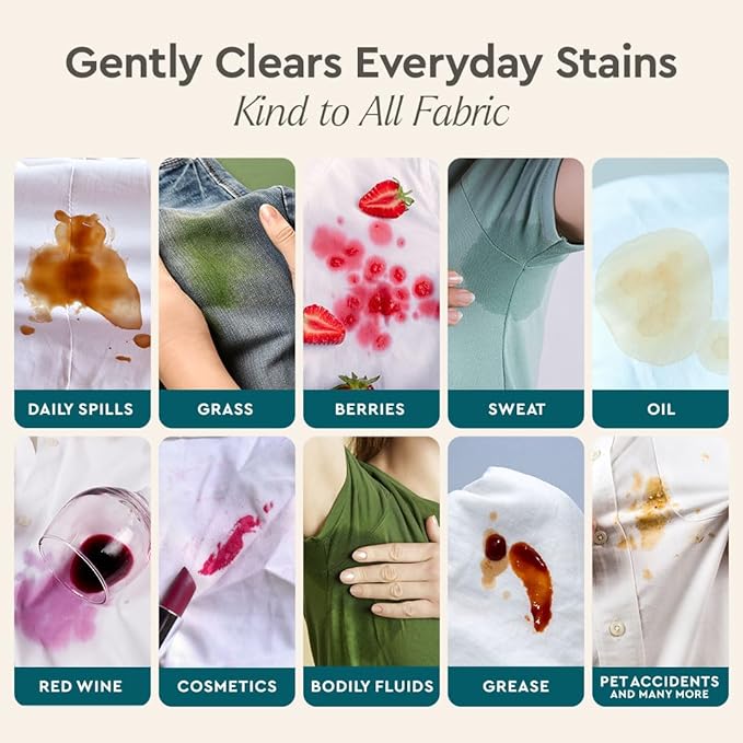 Puracy Clean Can Laundry Stain Remover - Fabric Stain Remover for Clothes Laundry - Stain Treater - Active Enzyme Laundry Stain Remover Spray - Spot Remover for Clothes (3 Pack Refill, Free & Clear)