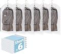 Hanging Vacuum Storage Bags, 6 Pack (41.3 x27.6 inch), Vacuum Seal Bags for Clothing, Garment Bags for Short Clothses, Jacket, Suits, Dresses, Closet Organizer Space Saving
