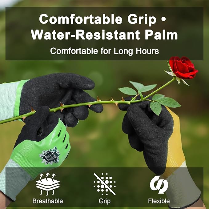 Adjustable Garden Rake for Leaves 36 to 73 Inch 25 Tines with Leaf Scoops, 32 Gallon Self Standing Yard Waste Bag Hoop, 2 Pairs Latex Coated Gloves