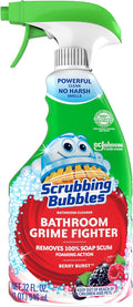 Scrubbing Bubbles Bathroom and Shower Cleaner Spray, Foaming Action Bathroom Grime Fighter Removing Soap Scum, Berry Burst Scent, 32oz