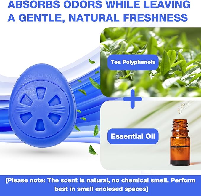 Air Jungles Shoe Deodorizer Balls 12 Ct, Ocean Scent, Odor Remover Balls for Sneakers, Gym Bags, Lockers, Closets, Hampers, and Drawers, Essential Oil Provides Natural Freshness