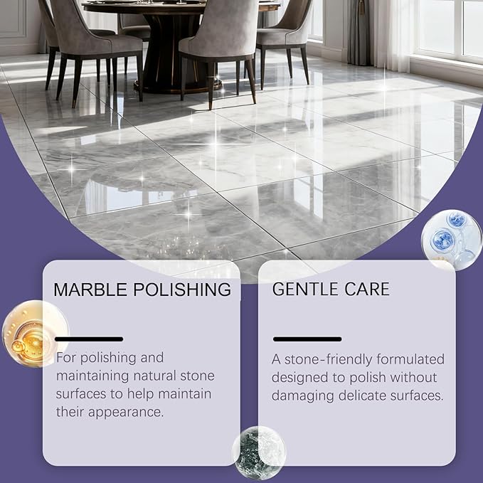Marble Polishing Wax, Gentle Stone Polish Wax, Ceramic Tile Cleaner for Kitchen, Bathroom and Floors, Durable Shine, Smooth Finish, Marble Care and Protection, Easy to Apply (3Pcs)