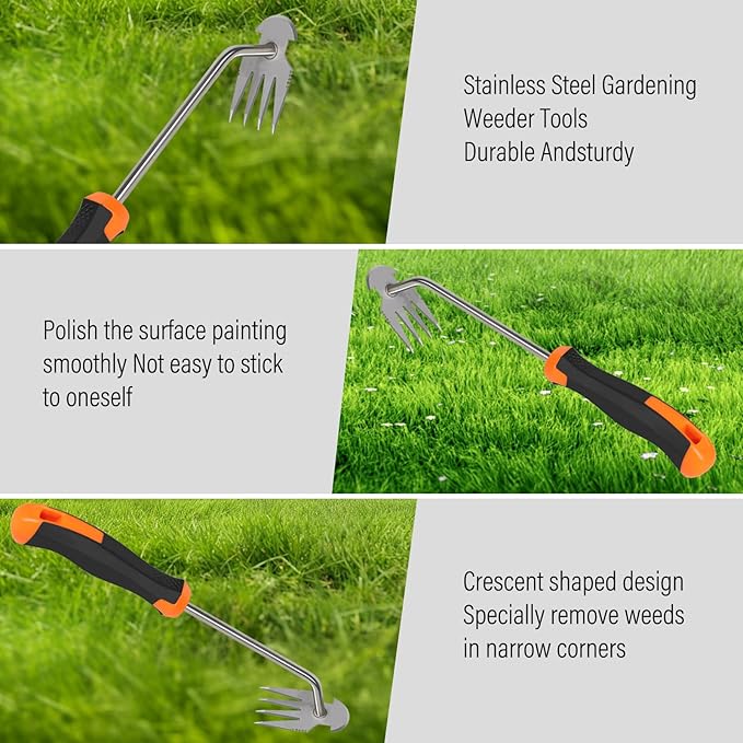 Weed Remover Tool,Garden Weed Tool, Portable Garden Weeding Tool for Vegetable Gardening Backyard Farm Planting & Weeding (Rubber Handle)