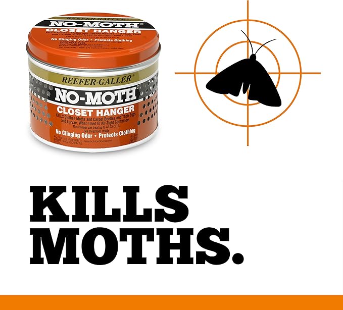 NO MOTH Closet Hanger Kills Clothes Moths, Carpet Beetles, and Eggs and Larvae