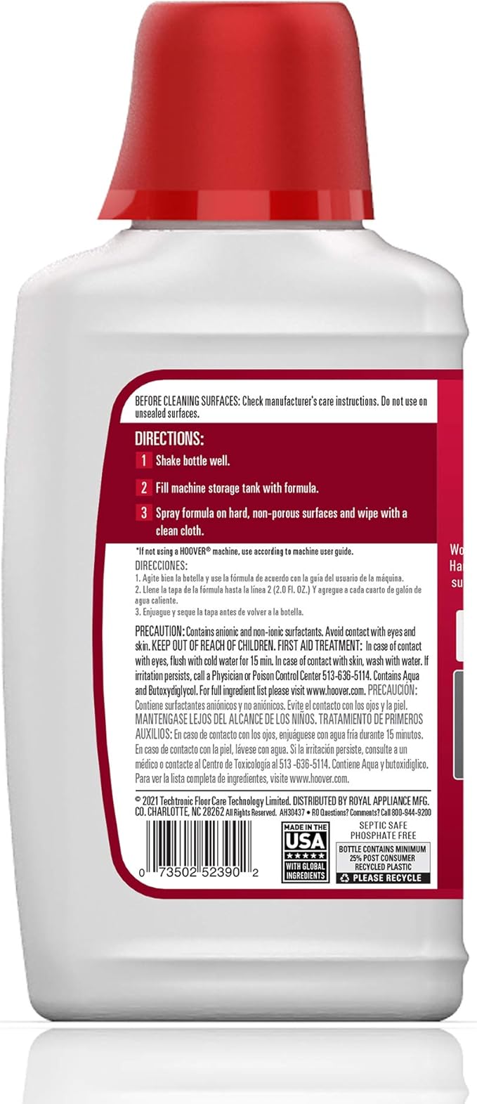 Hoover All Purpose Cleaner Solution, 32 oz., Lemon Scent, For Use on Hard Floors, Counters, Tubs and More, Formulated for Cordless Handheld Sprayer