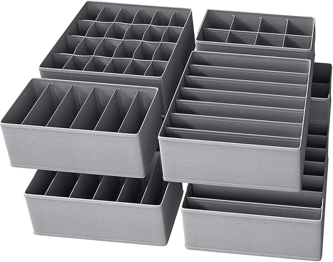 Dresser Drawer Organizer 8 Pack Clothes Underwear Sock Storage Dark Gray Drawer Dividers Grey Foldable Closet Organizer Storage Box Dresser Drawer Organizers