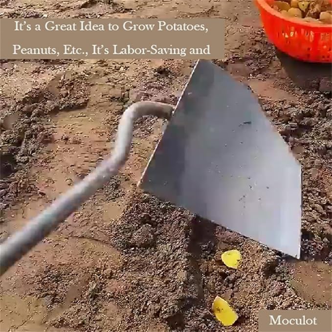 Soil Turning Hoe, Triangle Hoe Garden Tool, Hardened All-Steel Plow Hoe Ridging for Manuring Weeding Planting Digging Soil Leveling Stainless Steel Landscaping Hoe, Bronze