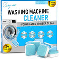 24 Washer Cleaner Tablets – Deep Cleans & Deodorizes All Washers, Removes Grime & Odor, Powerful Descaling Formula, Eco-Friendly, 1-Year Supply, Septic Safe