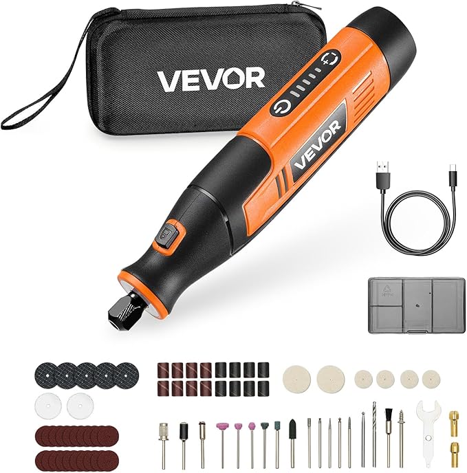 VEVOR 73-Piece Cordless Rotary Tool Kit, DC4V Portable Mini Power Rotary Tool, 5-Level Speed 7000-20000 RPM Multi-Purpose DIY Tools for Engraving, Sanding, Polishing, Carving, Cutting, DIY Crafts
