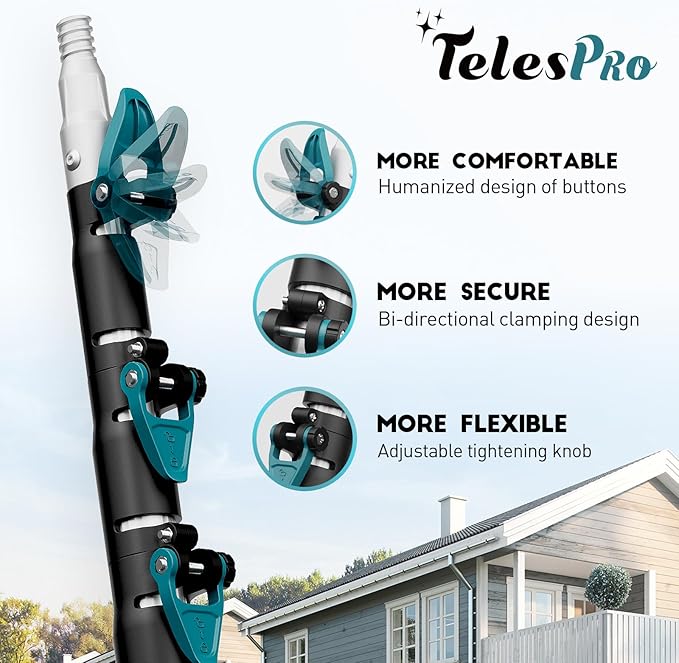 20 Feet High Reach Cobweb Duster with 5-12Ft Extension Pole, Webster Cobweb Duster with 3-Stage Telescopic Aluminum Pole, Spider Web Brush for Outdoor & Indoor Cleaning - Soft Bristles.