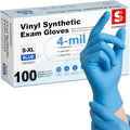 Schneider Vinyl Synthetic Exam Gloves, 4 Mil, Latex Free Disposable Gloves for Medical, Cooking, Cleaning, and Food Prep