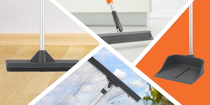 Superio 16"" Slim Silicone Salon Broom - Carpet Rake for Liquid, Human Hair, and Pet Hair, and Fur Space Saving and Easy to Wash, 12811274