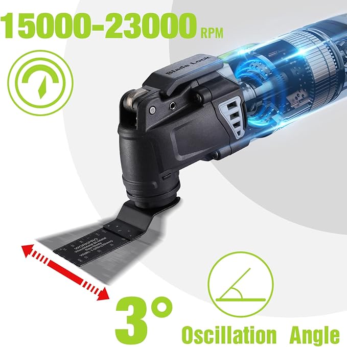 WORKPRO Oscillating Multi-Tool Kit for Christmas, 3.0 Amp Corded Quick-Lock Replaceable Oscillating Saw with 7 Variable Speed, 3° Oscillation Angle, 17pcs Saw Accessories, and Carrying Bag