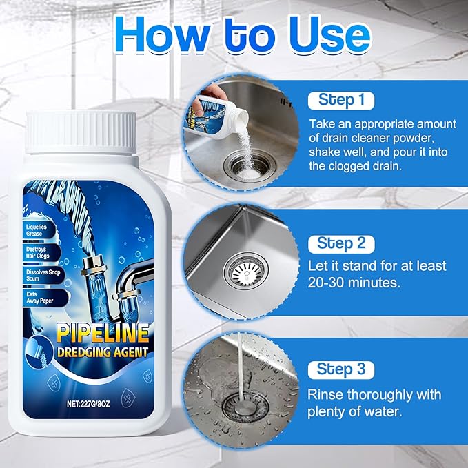 Drain Cleaner for Kitchen, 2026 New Strong Pipeline Dredging Agent, Fast Dissolves, Sink and Drain Cleaner Powder, Powerful Grease Dissolver for Bathroom