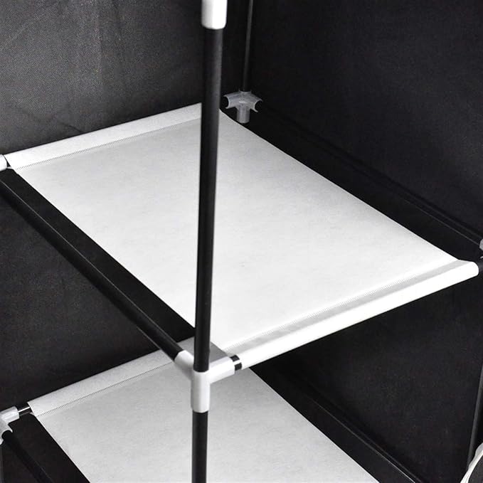 Portable Closet Wardrobe,71'' Closet Storage Organizer Rack with Shelves and Cover for Hanging Clothes, Non-Woven Fabric, Quick and Easy to Assembly (Gray)