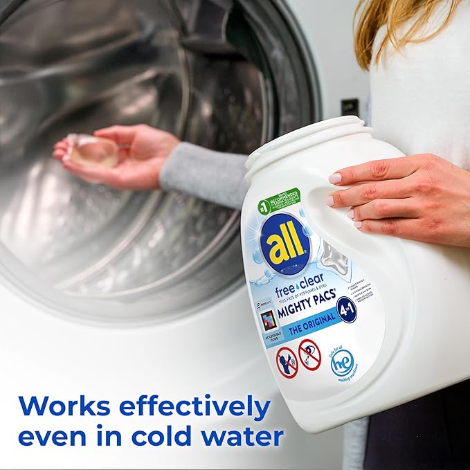 all Unit Dose Laundry Detergent, Mighty Pacs, Free Clear, 80 Count