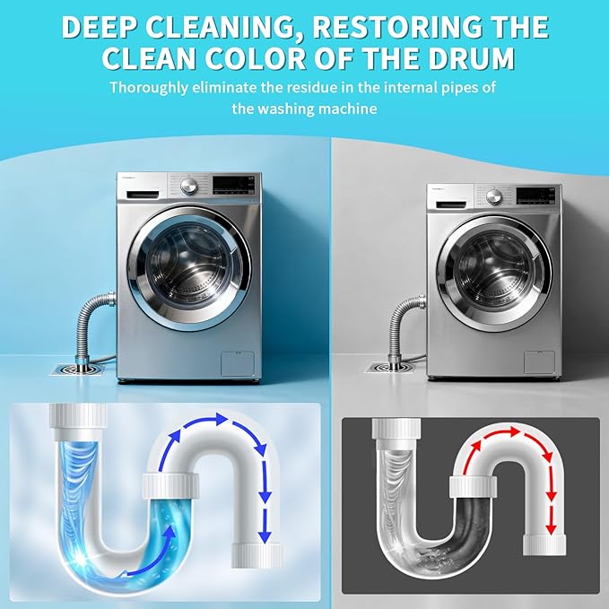 Washing Machine Cleaner Tablets,24 Pack Deep Cleaning Tablets for HE,Front & Top Load Washers - Eliminates Odor-Causing Buildup,Debris from the Drum,and Pet Hair,Septic Safe - 1 Year Supply