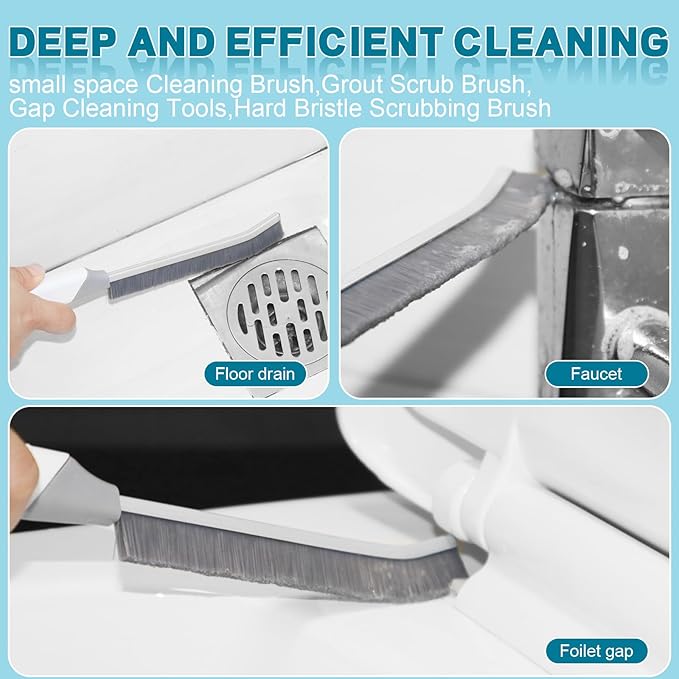 Thin Cleaning Brush Set - Gap Cleaning Tools, Multi-Purpose Hard Bristle Grout Scrub Brushes & Grout Cleaner Brush for Deep Scrubbing in Kitchen, Bathroom, Toilet, Sink Gap 3Pcs