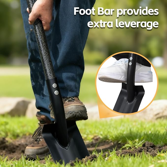 Trench Shovel for Digging, 4 inch V-Shape Narrow Trenching Spade, Heavy Duty Metal Garden Shovel Entrenching Tool for Edging Gardening Landscaping, 60 inch Adjustable Long Handle & Foot Rest Pedal