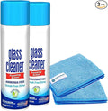 Glass Cleaner Foam, Foaming Action & Spray, 19oz - 2 Pack - Clean Fresh Scent - Bundled With 2 Microfiber Rags