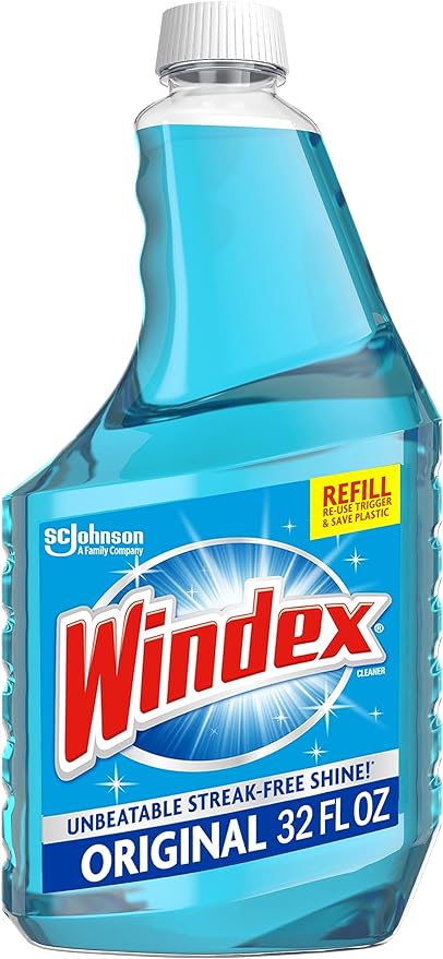 Windex Glass and Window Cleaner Spray Bottle, Bottle Made of 100% Recycled Plastic, Surface Cleaning Spray, Original Blue Scent, 32 Fl Oz