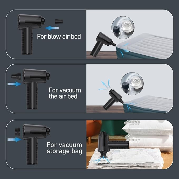 Electric Compressed Air Duster Air Can Duster for Computer Rechargable Air Blower for Car PC 100000RPM Mini Blower Cordless with Led Light Handheld Blower Keyboard Cleaner, Ink Black