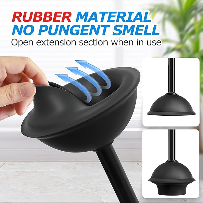 2Pack 2 in 1 Toilet Brush and Plunger Set,Clean Gloves, Extended Handle Plunger，Toilet Bowl Brush Plunger Set,Bathroom Cleaning Tools,Toilet Brush Plunger Combo,Cleaning Brush(Cream White)