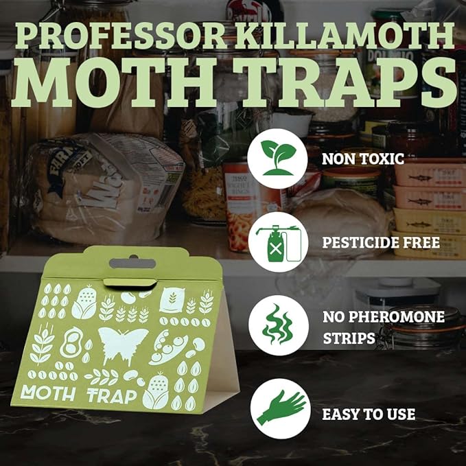 Triple-Strength Pantry Moth Traps 6 Pack – Safe Pheromone Moth Traps for House & Kitchen – Non-Toxic Pantry Pest Solution for Indian Meal Moths