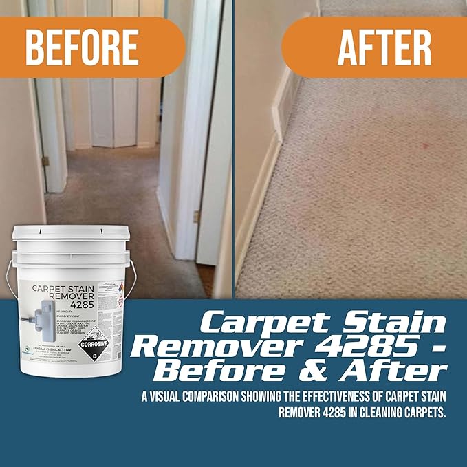 Heavy Duty Carpet Stain Remover 4285 - Easy Clean and Professional Carpet Cleaner Products - Residential & Commercial Multi-Purpose Spot, Stain Pretreater & Precleaner - 1 Gallon Pail