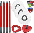 Mop Handle Mop Replace Heads and Mop Base Brush Replacement for O Cedar EasyWring 1-Tank System Include 3 Spin Mop Replacement Head, 4-Section Mop Handles, 1 Base and 1 Scrub Brush Combo