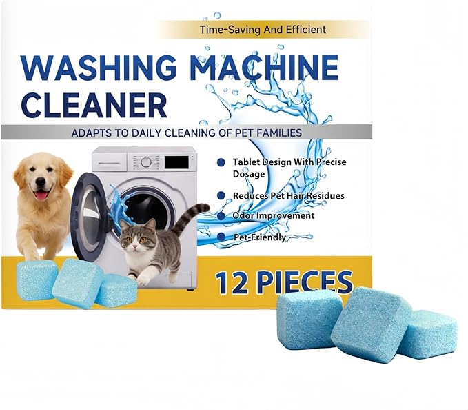 12 Pack Washing Machine Cleaner Tablets for HE Front & Top Load Washers, Deep Cleaning Washer Tablets Help Reduce Odors, Residue & Lint Buildup, Easy Dissolving Laundry Machine Cleaner (12)