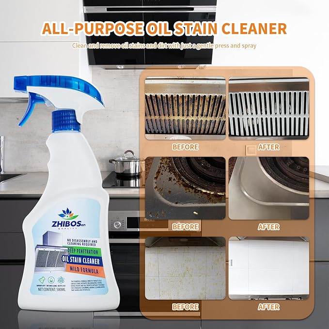 Kitchen Cleaner,All Purpose Cleaner, Heavy Duty Degreaser Cleaner, Remove Stains Cleaning Spray, Multi Purpose Cleaner Spray Removes Grease, Grime, And Stains On Bathrooms, Floors, and More (1pcs)