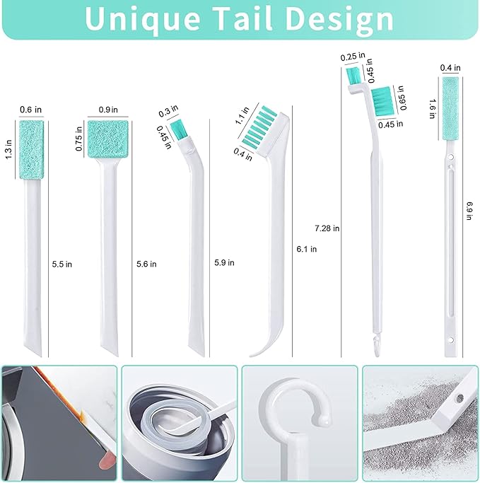 Small Cleaning Brushes for Small Spaces, Tiny Household Cleaning Supplies Tools, Mini Crevice Cleaning Brush Scrub Narrow Corner Nook Track Grooves Bathroom Kitchen Home Detailing, 16 Pcs