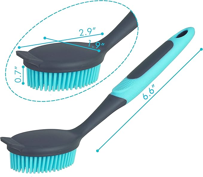 PHYEX 2-Pack Dish Brush with Handle, Kitchen Dish Scrubber Soft Dishwashing Brush for Cleaning Pots, Pan, Sink