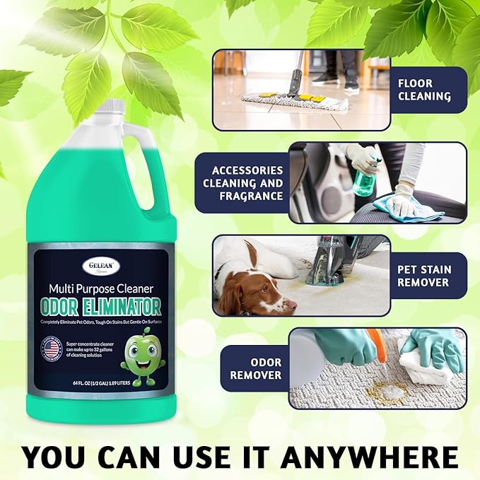 Multi Purpose Cleaner Pet Odor eliminator 64oz - Concentrate MAKES 32 GALLON - MADE IN USA- pH Neutral - Strong Floor Cleaner Odor eliminator - Stain Remover Cleaner & Deodorant (64 Fl Oz, Sky Breeze)