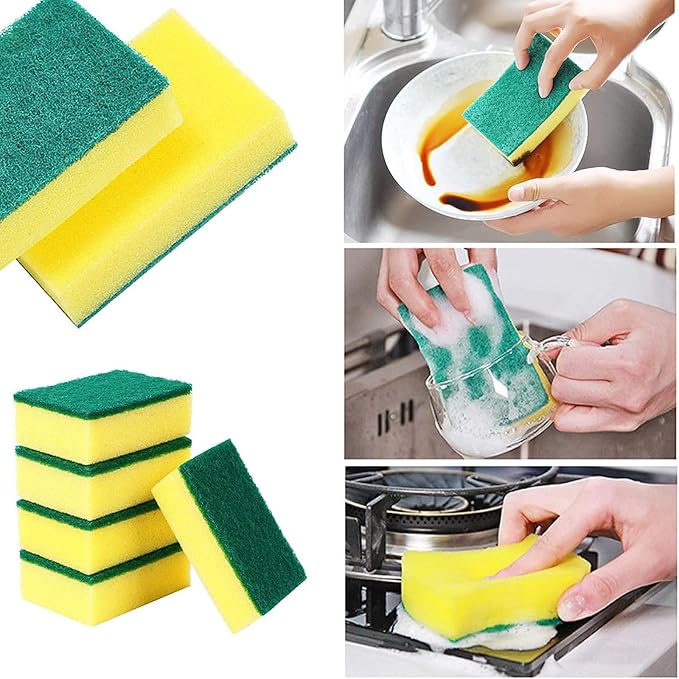30 Pack Kitchen Sponges Individually Wrapped, Non-Scratch Scouring Pads Bulk Scrub Sponges for Cleaning Kitchen and Household, Car, Dish Sponge for Apartments Hotel