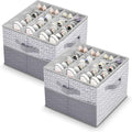 ALCOVA Shoe Organizer for Closet, 2 Pack Shoe Storage Box with Clear Cover, Foldable Shoe Storage Box, Fits up to 16-32 Pairs, Gray