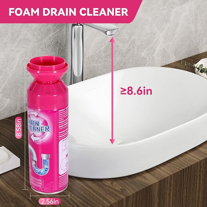 Foaming Drain Cleaner, Sink Cleaner and Deodorizer, Drain Clog Remover for Kitchen Sinks, Tubs, Shower Drains (3 Pcs)