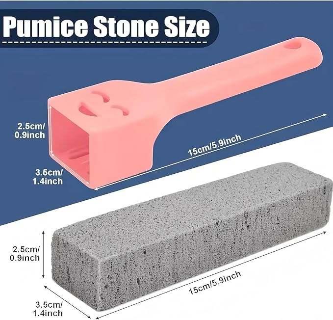 6 Pack Pumice Stone for Cleaning,Pumie Scouring Stick with Handle, Heavy Duty Toilet Pumice Stone for Toilet, Hard Water Toilet Ring Remover, for Toilet, Pool Tile, Sink, and Bathroom