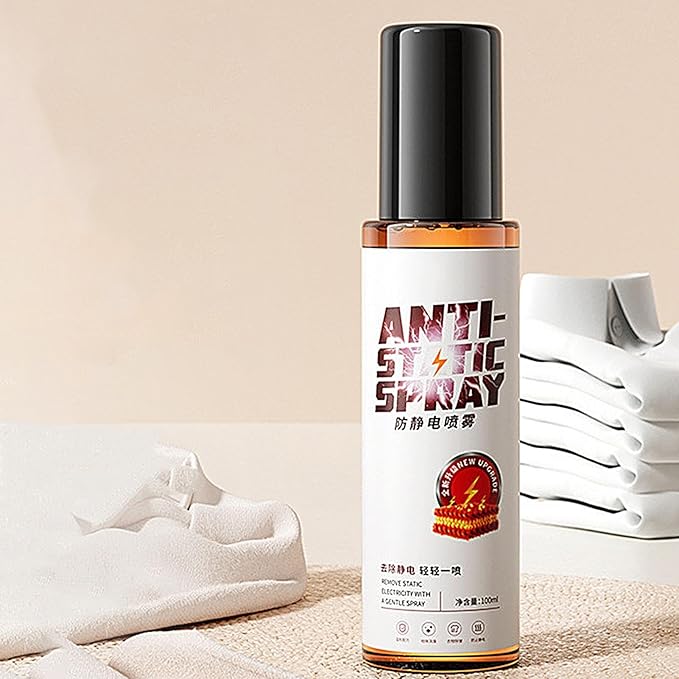 Anti Static Spray - Clothes Static Remover, Instant Travel Size 100ml | Fabric Electricity Eliminator for Shirts, Dresses, Jackets, Skirts, Sweaters, Pants, Daily Wear, Portable Clothing Solution