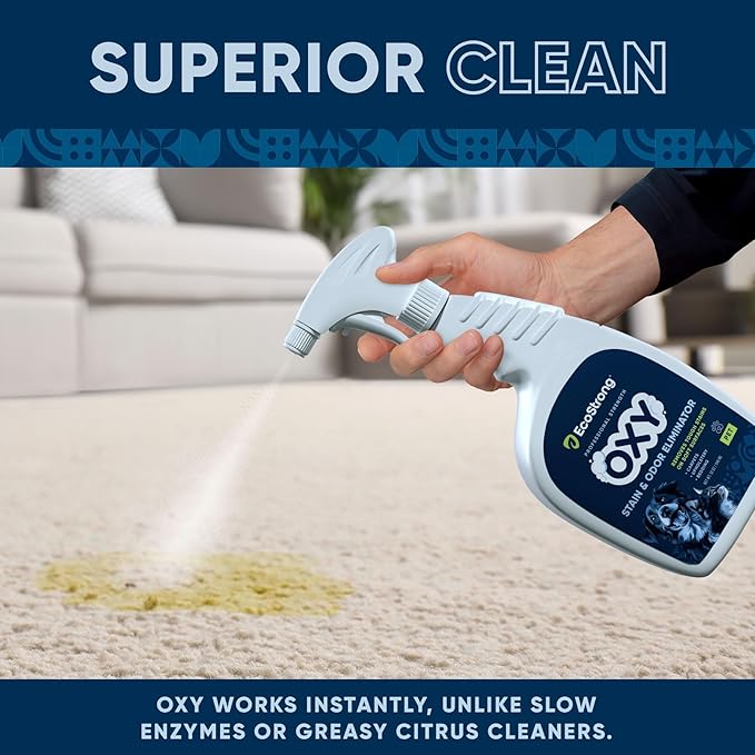 Oxy Pet Carpet Cleaner Spray | Pet Stain Remover for Pet Urine, Cat Pee, Dog Poop | Deep Spot Treating Action on Carpeting, Upholstery, Laundry, Pet Beds & More (32 Fl Oz)