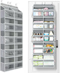 Yecaye 5-Tier Over The Door Organizer Dual-Column, 80lbs Load Over The Door Storage of 10 Compartments, Heavy Duty Door Organizer Hanging for Bedroom Closet Dorm Bathroom Pantry, Grey 1 Pack