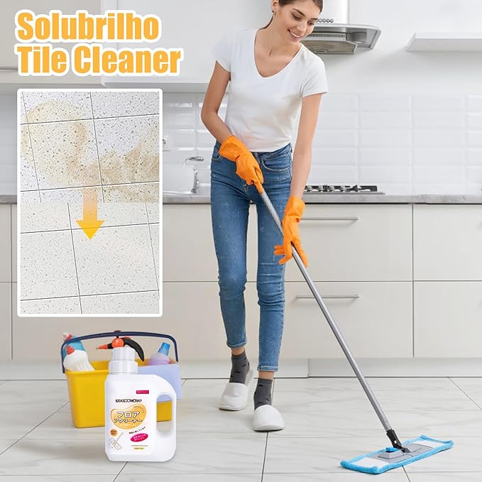 Solubrilho Tile Cleaner, Powerful Grout Cleaners, 500ml, Bathroom Stain Remover & Brightener, Grout Polish Cleaner, Multi-Surfaces Cleaning Solution For Tile, Countertop, Sink, Bathtub, Wall, Kitchen