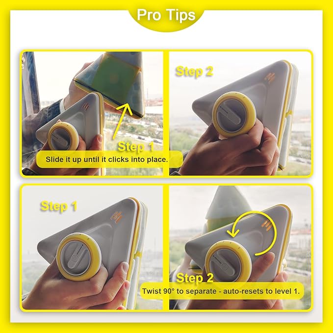 Double-Sided Magnetic Window Cleaner | Adjustable Glass Wiper & Brush Tool with Upgraded Squeegee & Microfiber Towel for High-Rise Double/Single Glazed Windows, Fits 0.2″-1.1″ Thickness