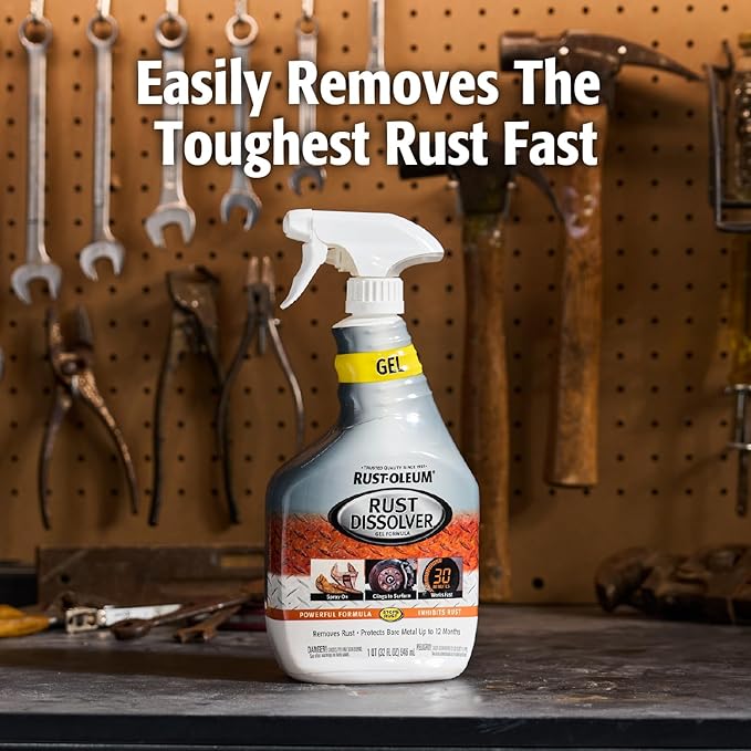 Rust-Oleum Rust Dissolver Trigger Spray Gel | Heavy-Duty Corrosion Remover for Metal Tools, Cars, Bikes, Grills, Bolts, Firearms & More | 32 oz | 6 Pack